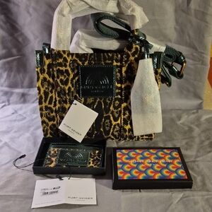 Kurt Geiger Animal Print Handbag with Gold Details